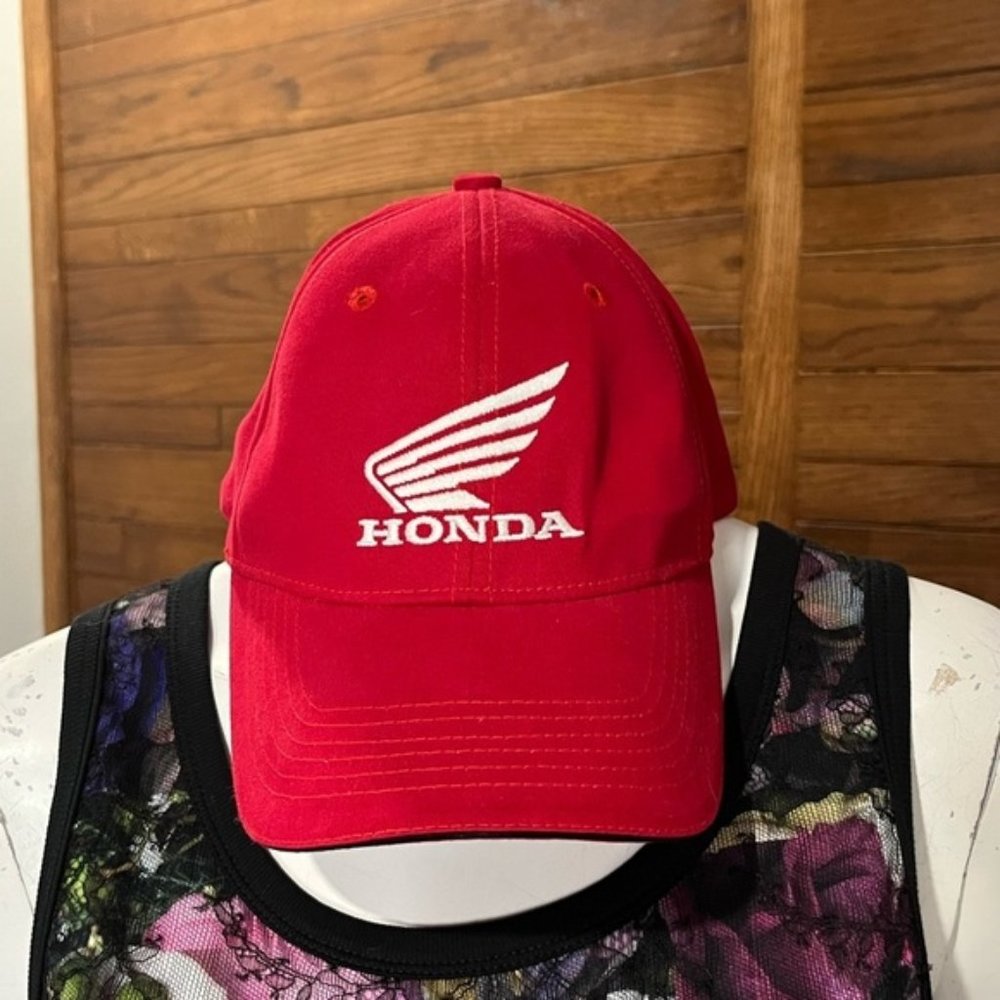 Honda Adult Hat Cap Red with white logo Stretch one size fits all